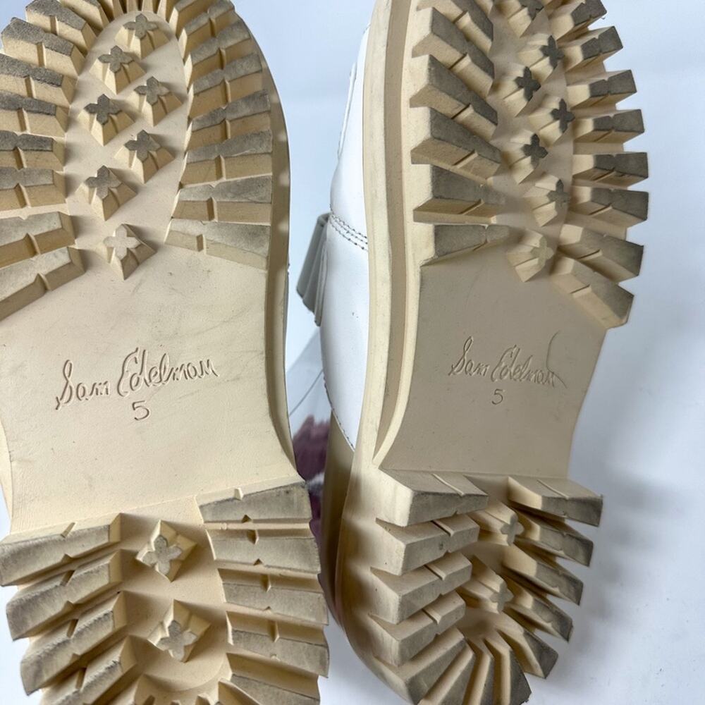 NEW Sam Edelman Eliana White Leather Lug Sole Slip On Sandals Size 5, MSRP $140 - Picture 10 of 12
